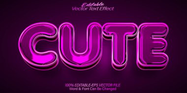 Şirin Vektör Metin Efekti Düzenlenebilir Pembe Bebek Komikliği