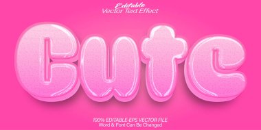 Şirin Vektör Metin Efekti Düzenlenebilir Pembe Bebek Komikliği