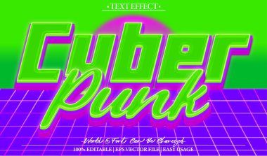 Siber Punk Vektör Metin Efekti Düzenlenebilir Alfabe Uzayı Siber Punk 
