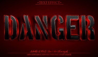 Tehlike Vektörü Metin Efekti Düzenlenebilir Alfabe Kırmızı Hata Uyarısı Riski