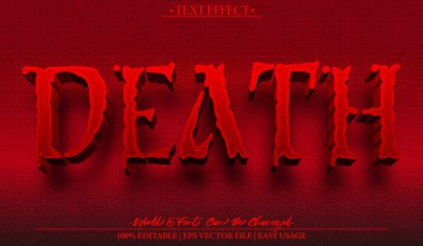 Death Vector Metin Efekti Düzenlenebilir Alfabe Kırmızı Korku Ölü E
