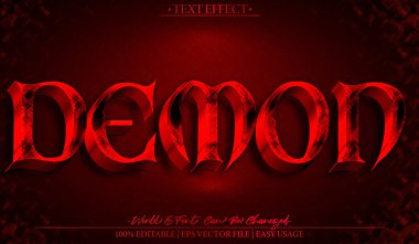 İblis Vektör Metin Efekti Düzenlenebilir Alfabe Şeytani Korku Kırmızı