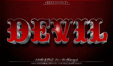 Şeytan Vektörü Metin Efekti Düzenlenebilir Alfabe İblisi Korkunç B