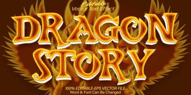 Dragon Story Vector Metin Efekti Düzenlenebilir Alfabe Fantezi Masalı M