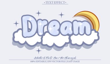 Rüya Vektörü Metin Efekti Düzenlenebilir Alfabe Kawaii Komik Mutlu Cu