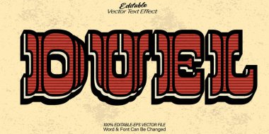 Duel Vektör Metin Efekti Düzenlenebilir Alfabe Eski Nostaljik Batı