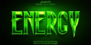 Enerji Metni Efekti Düzenlenebilir Alfabe Yeşil Güç Elektronik Tekno