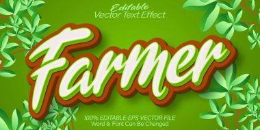 Çiftçi Vektör Metin Efekti Düzenlenebilir Alfabe Çiftliği Kırsal Gre