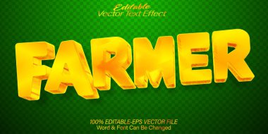 Çiftçi Vektör Metin Efekti Düzenlenebilir Alfabe Yeşil Kırsal Ru