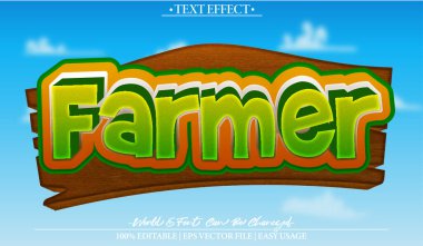 Çiftçi Vektör Metin Efekti Düzenlenebilir Alfabe Çiftliği Kırsal Gre