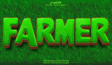 Çiftçi Vektör Metin Efekti Düzenlenebilir Alfabe Yeşil Kırsal Ru