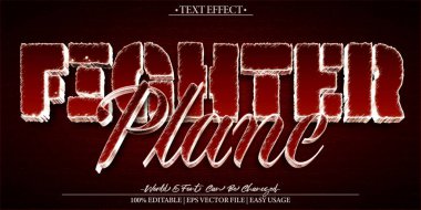 Avcı Uçağı Vektör Metin Efekti Düzenlenebilir Alfabe Kırmızı Jet Savaşı