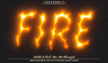 Ateş Vektörü Metni Efekti Düzenlenebilir Alfabe Yanığı Sıcak