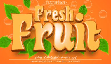 Taze Meyve Vektörü Metin Efekti Düzenlenebilir Turuncu Alfabe Organiği 