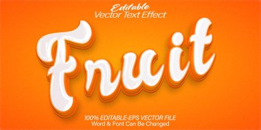 Meyve Vektörü Metin Efekti Düzenlenebilir Alfabe Taze Turuncu Organik 