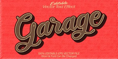 Garaj Vektörü Metin Efekti Düzenlenebilir Alfabe Eski Nostaljik Wo