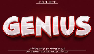 Dahi Vektör Metin Efekti Düzenlenebilir Alfabe Kırmızı Beyaz Komik Çocuklar