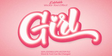 Kız Vektör Metin Efekti Düzenlenebilir Alfabe Pembe Kadın Youn