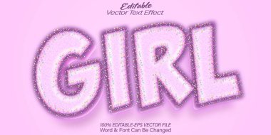 Kız Vektör Metin Efekti Düzenlenebilir Alfabe Pembe Kadın Youn