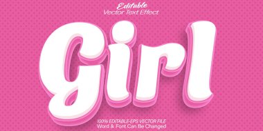 Kız Vektör Metin Efekti Düzenlenebilir Alfabe Pembe Kadın Youn