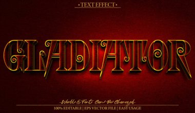 Gladyatör Arena Savaşı Şiddetli Kırmızı Vektör Metin Efekti Ed