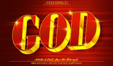 Tanrı Vektörü Metin Efekti Düzenlenebilir Alfabe Kutsal Yönetici Reli