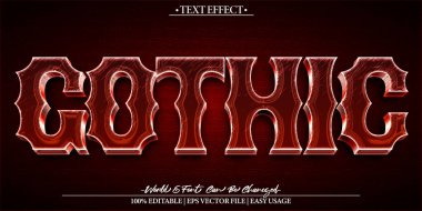 Gotik Vektör Metin Efekti Düzenlenebilir Alfabe Korkunç Canavar Kırmızı Da