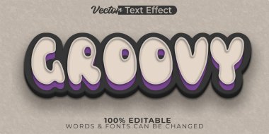 Harika Vektör Metni Efekti Düzenlenebilir Alfabe Retro Funky Groovy P