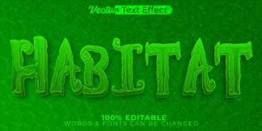 Habitat Vektörü Metin Efekti Düzenlenebilir Yeşil Ağaç Ormanı F