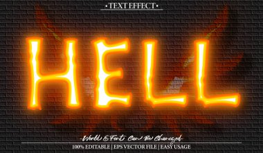 Cehennem Vektörü Metni Efekti Düzenlenebilir Alfabe Şeytan Ateşi Şeytani Ölüm 