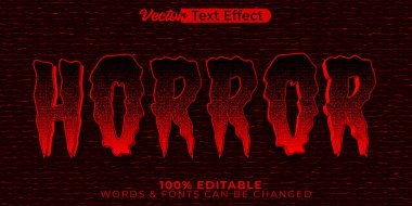 Korku Vektörü Metni Efekti Düzenlenebilir Alfabe Karanlık Kötü Hayalet Kırmızı