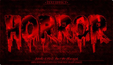 Korku Metni Efekti Düzenlenebilir Alfabe Kırmızı Ürkütücü Şeytan Ölü