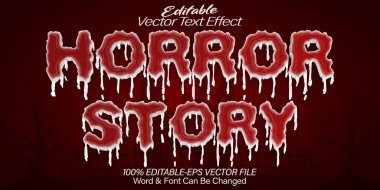 Korku Hikayesi Vektör Metni Efekti Düzenlenebilir Alfabe Korkutucu Ürkütücü 