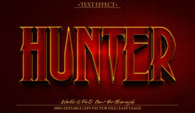 Avcı Vektör Metin Efekti Düzenlenebilir Alfabe Korkunç Kötü Cr