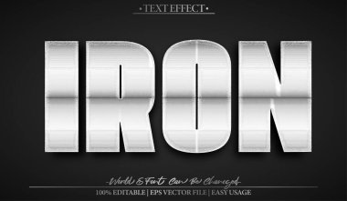 Demir Vektör Metin Efekti Düzenlenebilir Alfabe Metali Gri Çelik