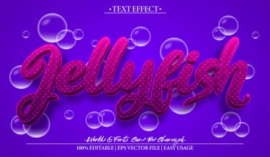 Denizanası Vektör Metin Efekti Düzenlenebilir Alfabe Mor Su Altında