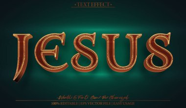 İsa Vektörü Metin Efekti Düzenlenebilir Alfabe Efendisi Yüce İsa