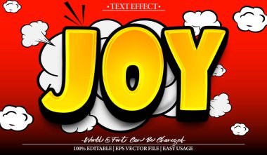 Joy Vector Metin Efekti Düzenlenebilir Alfabe Mutlu Eğlenceli Neşeli