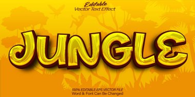  Orman Vektörü Metin Efekti Düzenlenebilir Alfabe Ormanı Tropik Yaban Kedisi