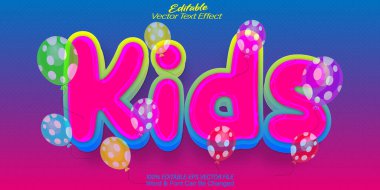 Çocuk Vektörü Metin Efekti Düzenlenebilir Alfabe Joy Çocuk Renkli Kesimi
