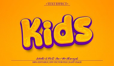 Çocuk Vektörü Metin Efekti Düzenlenebilir Alfabe Joy Çocuk Renkli Kesimi