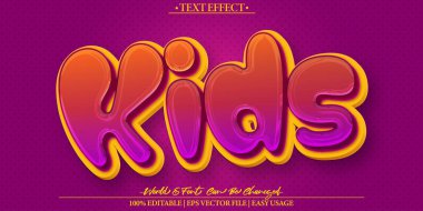 Çocuk Vektörü Metin Efekti Düzenlenebilir Alfabe Joy Çocuk Renkli Kesimi