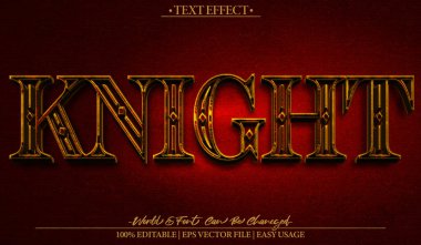 Knight Vector Metin Efekti Düzenlenebilir Alfabe Savaşçısı Zırh Tarihçisi