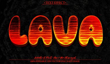 Lav Vektörü Metin Efekti Düzenlenebilir Alfabe Magma Yangını Yanardağı