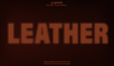  Deri Vektör Metin Efekti Düzenlenebilir Alfabe Kahverengi Vintage Clo