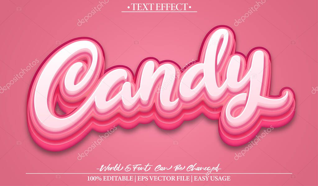Candy  Vector Text Effect Editable Alphabet Tasty Pink Lollipop