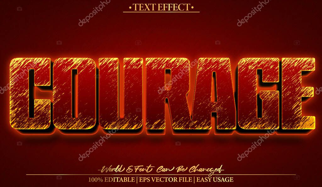 Courage Vector Text Effect Editable Alphabet Brave Strenght Fear