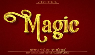 Sihirli Vektör Metin Efekti Düzenlenebilir Alfabe Mor Fantezi Gizemi