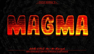 Magma Vektörü Metin Efekti Düzenlenebilir Alfabe Lav Yangını Sıcak Volkanı