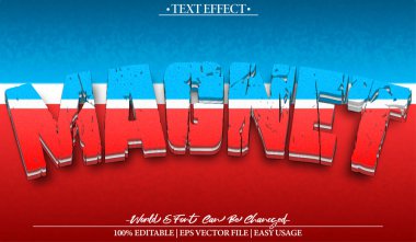 Magnet Vektör Metin Efekti Düzenlenebilir Alfabe Manyetik Güç Manyetizması